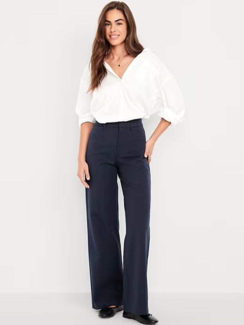 High-Waisted Pixie Super Wide-Leg Pants Old Navy 10p petite short blue